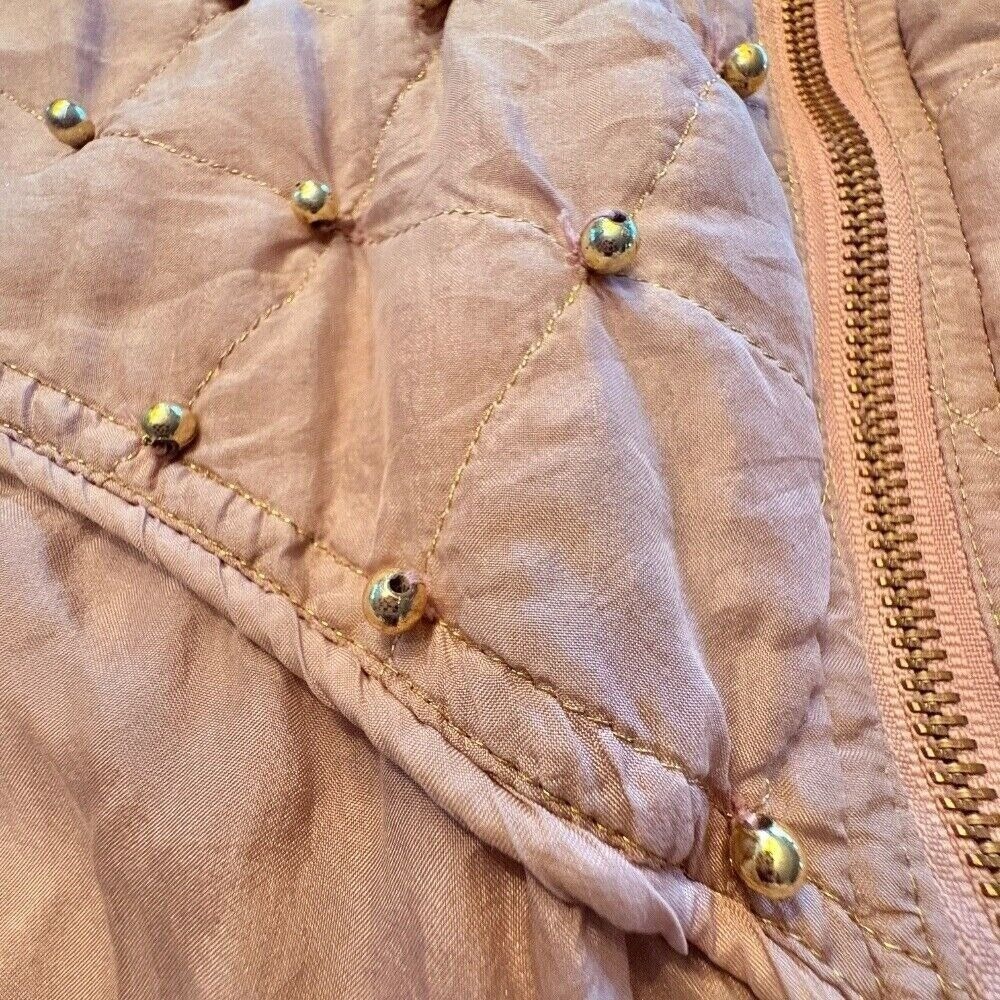 MAURADA Vntg 90's Y2K 100% Silk Pink Tracksuit, Quilted Jacket & Pants Set SZ XL - Picture 3 of 16